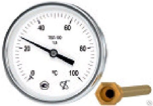 Термометр ТБф-120 кл.т. 2,5 IP54 ОШ 6мм, Ду 63 мм, L- 46, 64, 100-350мм #1