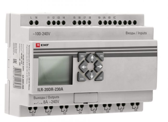 Программируемый логический контроллер 20 в/в т с диспл. 24В PRO-Relay EKF