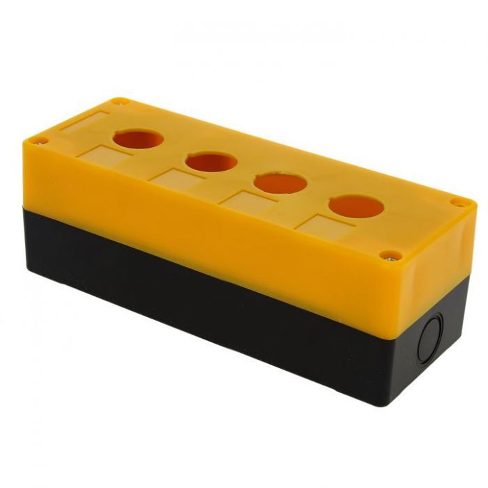 Корпус поста управления КП104 пластиковый 4 кнопки желтый EKF