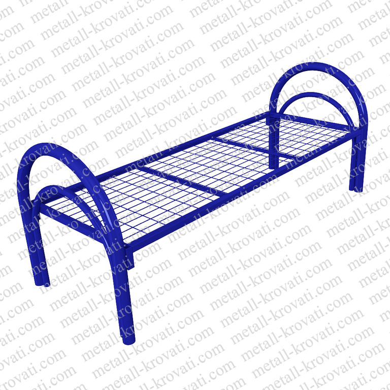 Кровать металлическая одноярусная усиленная сетка сварная 100х50мм (2 перемычки+двойная ножка) КС-1У1