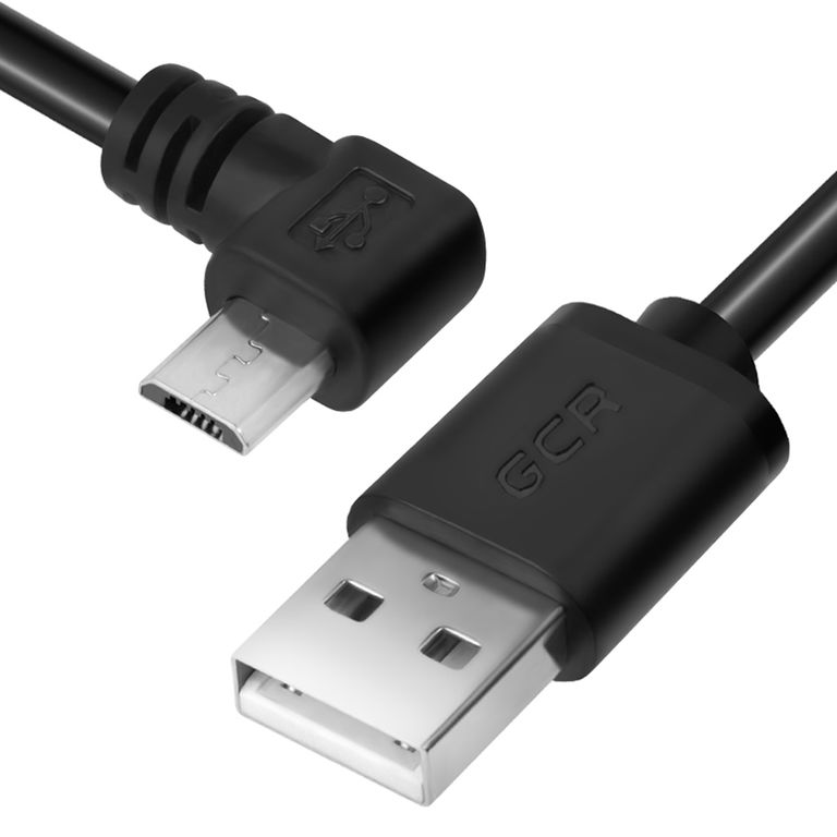 Кабель для зарядки GCR Micro USB для Honor 0.5м 2.4А QC 3.0 угловой черный