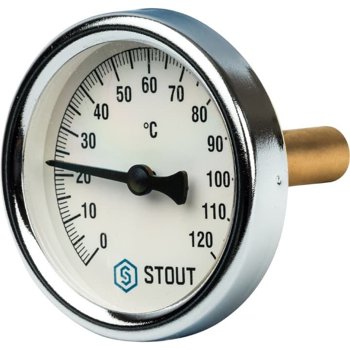 Термометр биметаллический STOUT с погружной гильзой корпус 63 мм гильза 50 мм 1/2" SIM-0003-635015 Stout