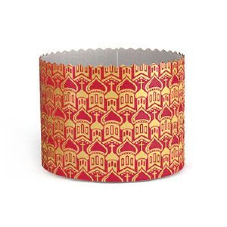 Форма для кулича с узором в виде золотых куполов (красный, h 85 мм, d 70 мм) кор. 3000 шт. Noname