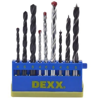 Набор DEXX: Сверла комбинированные, по металлу d=4-6-8мм, по дереву d= 4-6-8мм, по кирпичу d=4-6-8мм, 9 предметов 2970-H