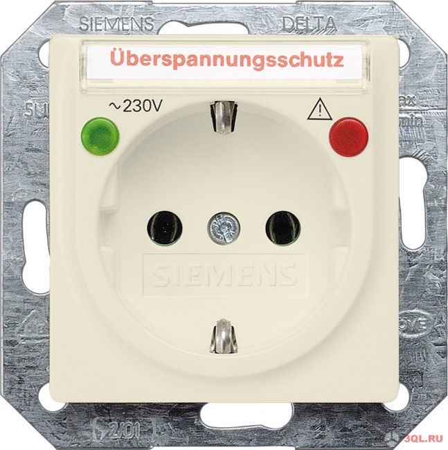 I-system schuko socket outlet w. overvoltage protection and incr. touch prot., w. label and status display электробелый,