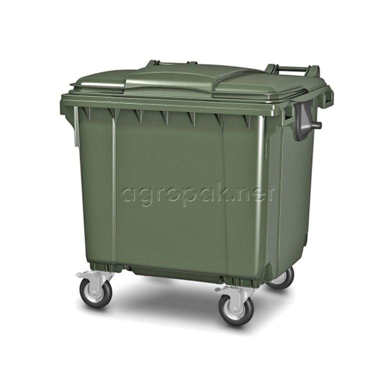 Бак для мусора 1100Л, с крышкой, на колесах, п/э, цвет зеленый 22.C19.70 Green