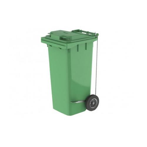 Бак для мусора 240Л, с педалью, с крышкой, на колесах, п/э, цвет зеленый 24.C21 Green