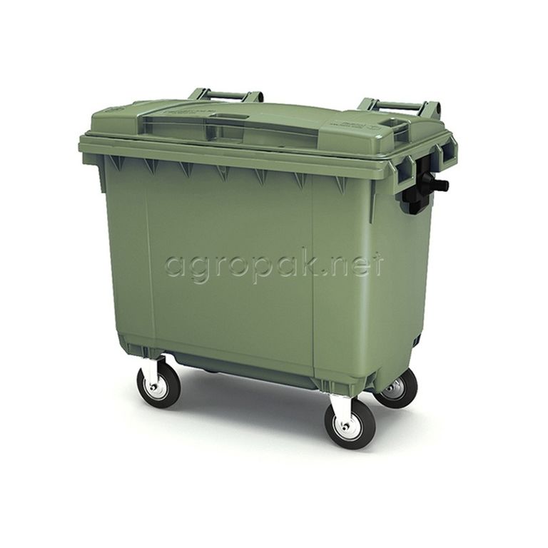 Бак для мусора 660Л, с крышкой, на колесах, п/э, цвет зеленый 25.C19.70 Green
