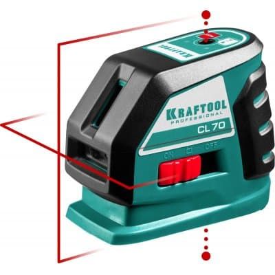 KRAFTOOL CL-70 #2 нивелир лазерный, 20м/70м, IP54, точн. +/-0,2 мм/м, держатель, питание 4хАА, в коробке 34660