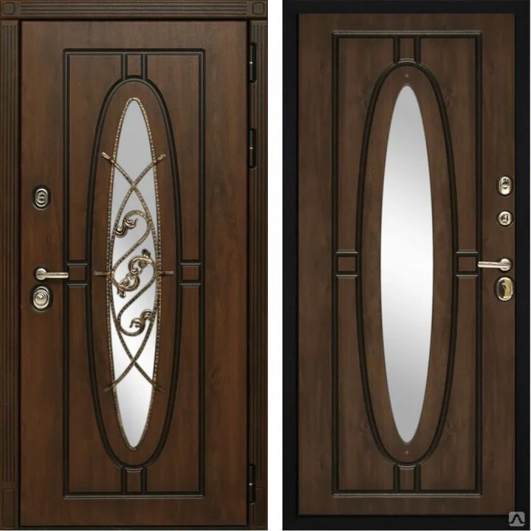 Правая дверь Монарх 1 Кристалл черный муар / лиственница крем 860х2050