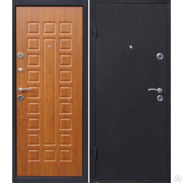Дверь левая входная Йошкар антик медь / золотистый дуб 960х2050