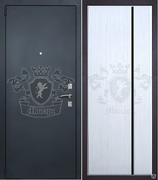 Межкомнатная дверь Монарх Кристалл черный муар / лиственница крем 960х2050