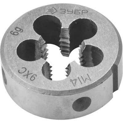 Плашка ЗУБР "МАСТЕР" круглая ручная для нарезания метрической резьбы, мелкий шаг, М14 x 1,5 4-28022-14-1-5