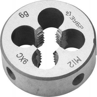 Плашка ЗУБР "МАСТЕР" круглая ручная для нарезания метрической резьбы, М12 x 1,75 4-28022-12-1-75