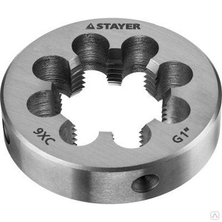 Плашка круглая ручная STAYER "MASTER", сталь 9ХС, для трубной резьбы G 1`` 28029-1 