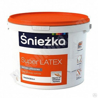 Краска для стен и потолков "Super Latex" матовая водно-дисперсионная полиакриловая 0.94л /Sniezka/ С-000185219 