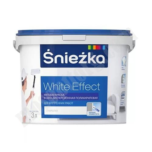 Краска для внутренних работ "WHITE EFFECT" водно-дисперсионная полиакриловая 3л /Sniezka/ С-000185227 Sniezka Белпол