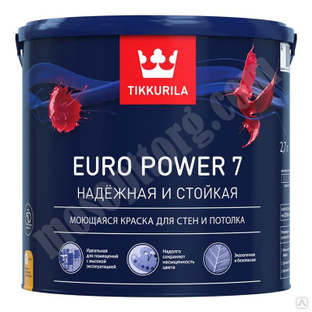 Краска водоэмульсионная EURO 7 POWER матовая (база А) 2,7л /Tikkurila/ С-000059002 TIKKURILA 