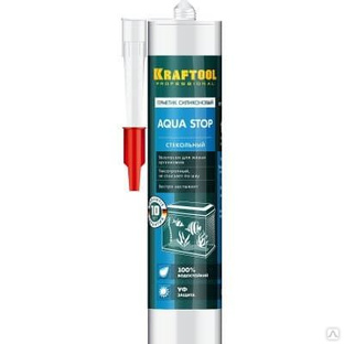 Герметик KRAFTOOL KRAFTSeal GX107 "AQUA STOP" силиконовый стекольный, прозрачный, 300мл 41256-2 