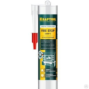 Герметик KRAFTOOL KRAFTFLEX FR150 силикатный огнеупорный "+1500 С", жаростойкий, черный, 300мл 41260-4 