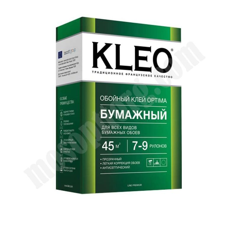 Клей для обоев "KLEO" OPTIMA 7-9 бумажных, 160гр, коробка, (35-45м2) С-000183651
