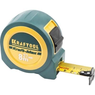 KRAFTOOL "Kraft-Max" 8м / 27мм мощная профессиональная рулетка со сверхшироким полотном 34127-08-27