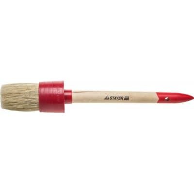 STAYER 60 мм, щетина натуральная, деревянная ручка, кисть малярная круглая 0141-60 0141-55