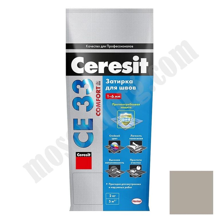 Затирка Ceresit СЕ 33 для узких швов, серый (2кг) С-000020394