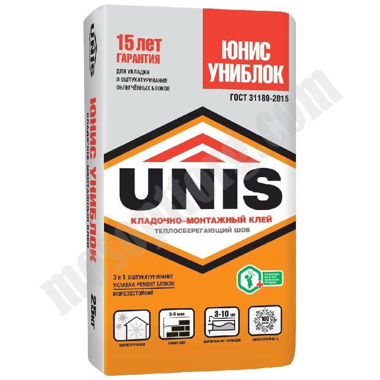 Кладочно-монтажный клей "ЮНИС Униблок", 25 кг С-000034903 Unis