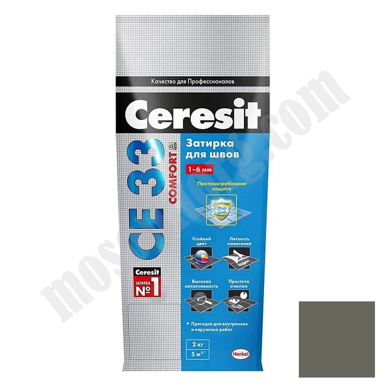 Затирка Ceresit СЕ 33 для узких швов, оливковый (2кг) С-000045438