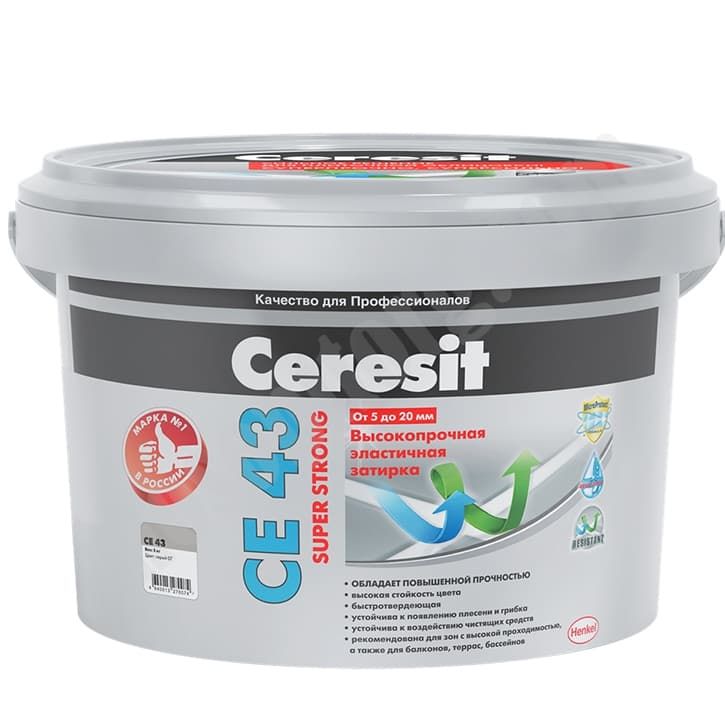 Затирка высокопрочная CERESIT CE43 2 кг. (серая) С-000152366 Ceresit