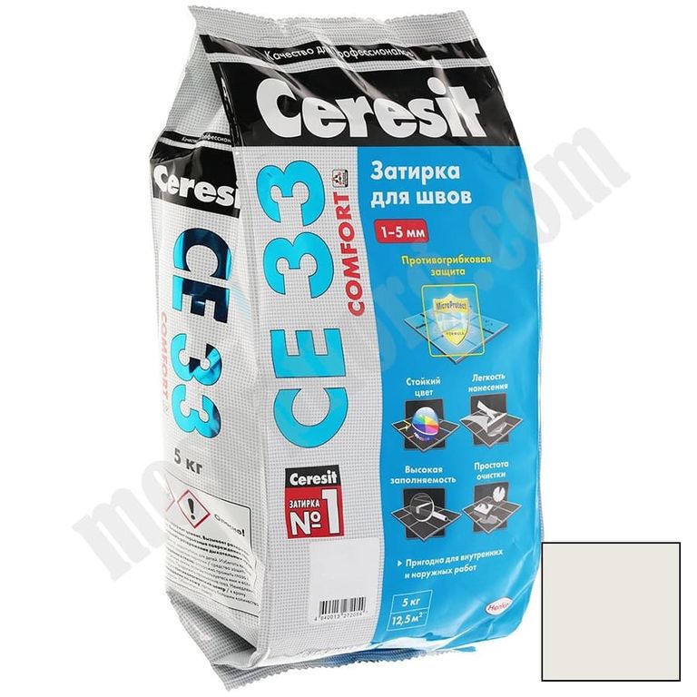 Затирка Ceresit СЕ 33 для узких швов, цвет - жасмин (2кг) С-000070608