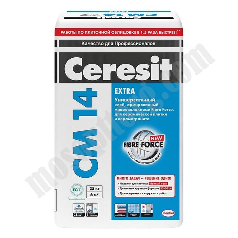 Клей Ceresit CМ 14 Extra для плитки, 25кг С-000092179