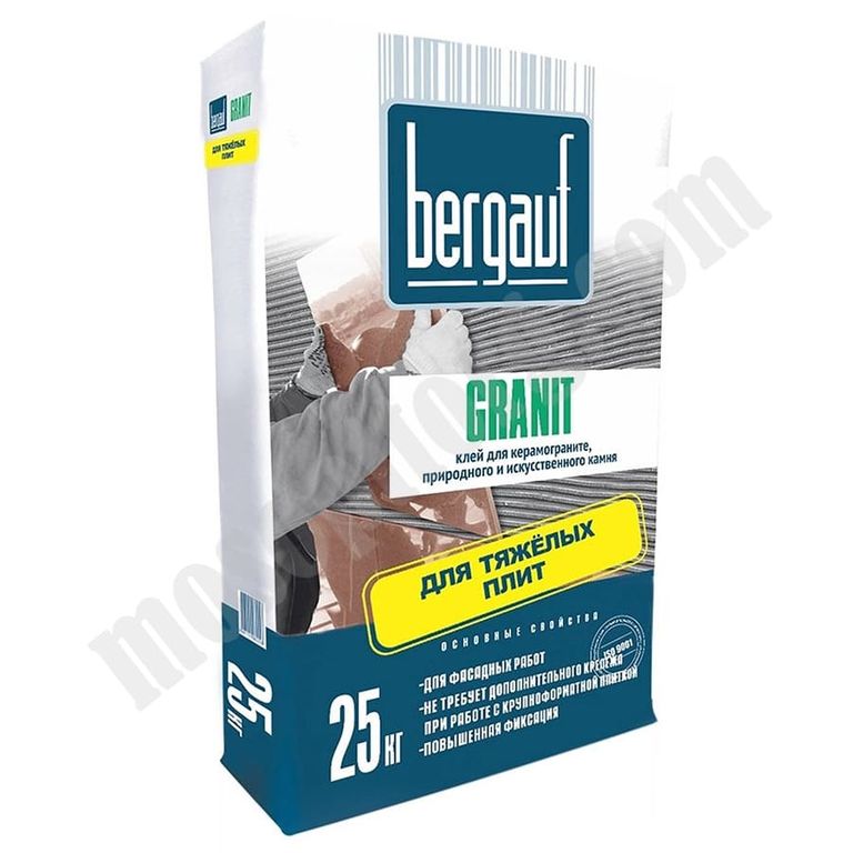 Клей для крупноформатной и тяжелой плитки Bergauf Granit, 25 кг С-000046089