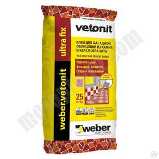 Клей для керамогранита, мрамора, гранита Weber.Vetonit Ultra Fix, серый (25кг) С-000028740 