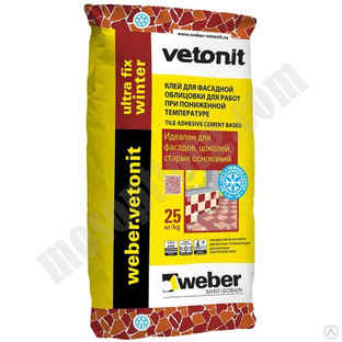 Клей для керамогранита, мрамора, гранита Weber.Vetonit Ultra Fix Winter, 25 кг С-000028593 