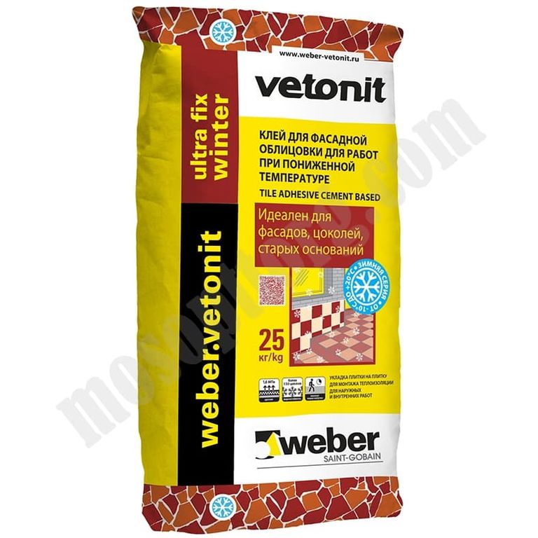 Клей для керамогранита, мрамора, гранита Weber.Vetonit Ultra Fix Winter, 25 кг С-000028593