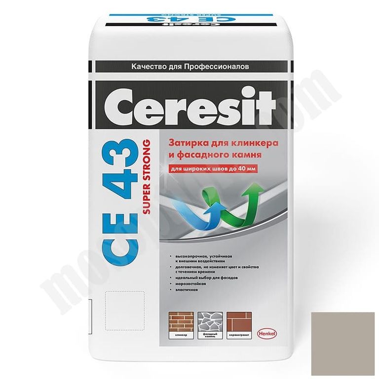 Затирка высокопрочная CERESIT CE43 25 кг. (серая) С-000225064 Ceresit