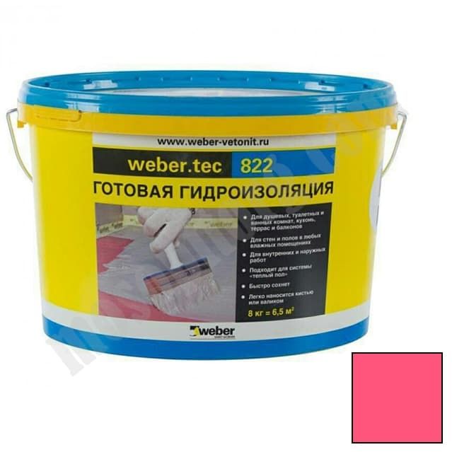 Полимерная мастика для изоляции Weber.Tec 822 (розовый) 8кг С-000080816