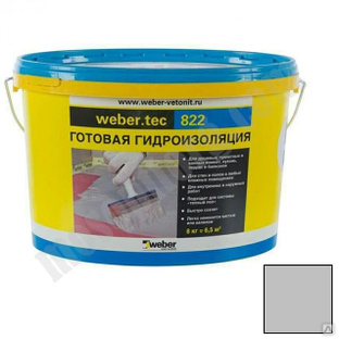 Полимерная мастика для изоляции Weber.Tec 822 (серый), 8 кг С-000080817 
