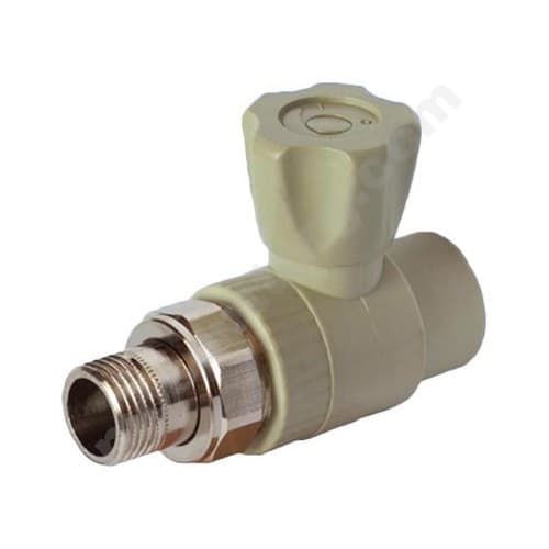 Клапан (вентиль) PP-R запорный серый НР Дн 20х1/2" Ру25 прямой для радиатора РосТурПласт 15820 022-2112 RTP (РосТурПласт