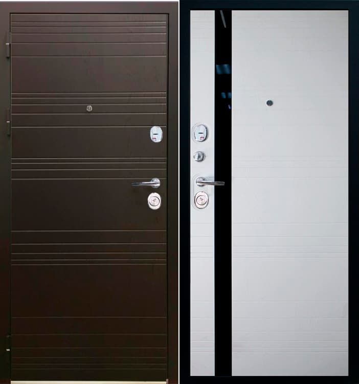 Дверь металлическая SD Prof-36 Фортуна Бел. дуб / гор. шоколад 2050*880 Левое открывание vrd-30019 Verda