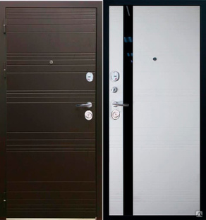 Дверь металлическая SD Prof-36 Фортуна Бел. дуб / гор. шоколад 2050*980 Левое открывание vrd-30020 Verda 