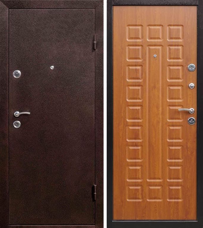 Дверь металлическая Йошкар Дуб золотой 2050*960 Правое открывание vrd-11104 Verda
