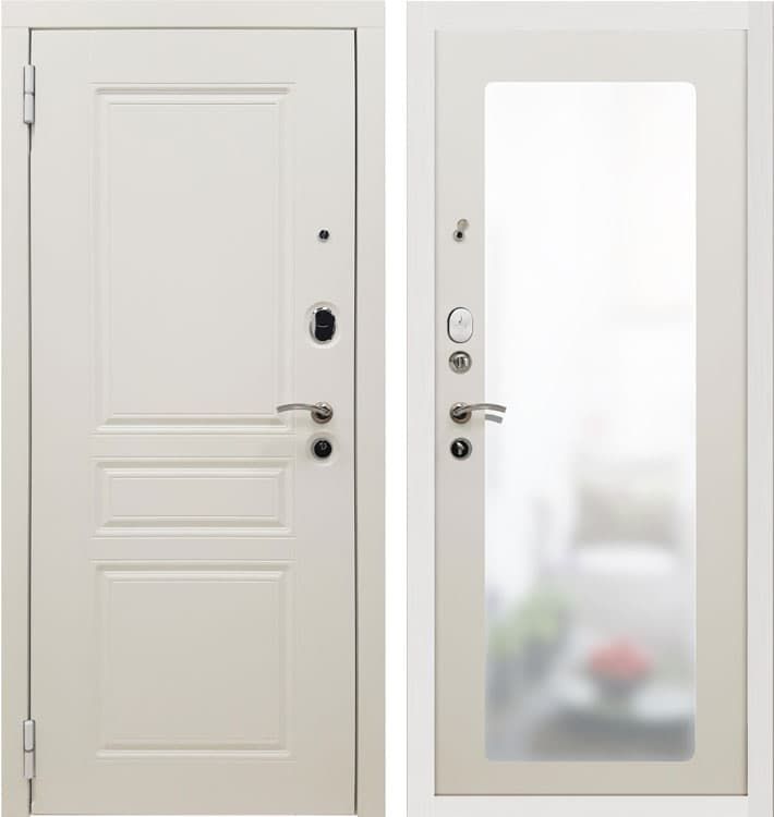 Дверь Дверь мет. SD Prof-10 Троя белая большое зеркало Белый 2050*860 Левое открывание vrd-33762 Verda