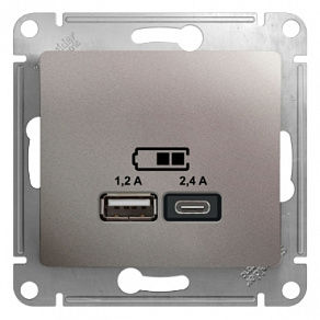 GLOSSA USB РОЗЕТКА A+С, 5В/2,4А, 2х5В/1,2 А, механизм, ПЛАТИНА 4478294 Schneider Electric
