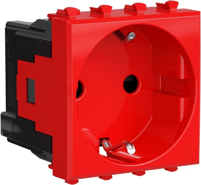 Avanti Розетка Красный квадрат, 2P+E, с защитными шторками, 2 модульная 241254 DKC
