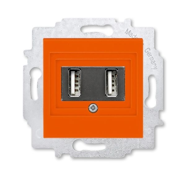 USB зарядка двойная ABB Levit оранжевый 2309337