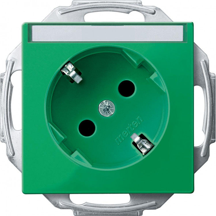 Механизм розетки Schuko с полем для надписи с индикаторной лампой зеленый 7269592 Schneider Electric