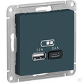 Розетка USB Atlasdesign А+С 5В/2,4 А 2х5В/1,2 А механизм ИЗУМРУД 7424244
